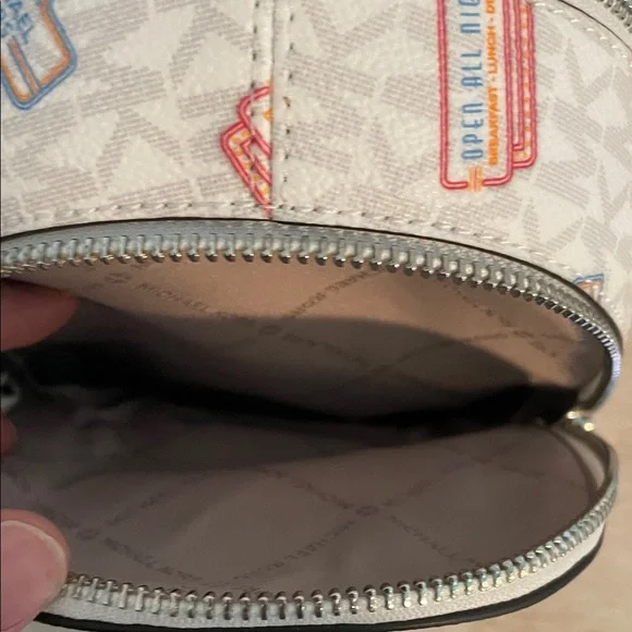 Michael Kors White Crossbody/backpack with Retro Print